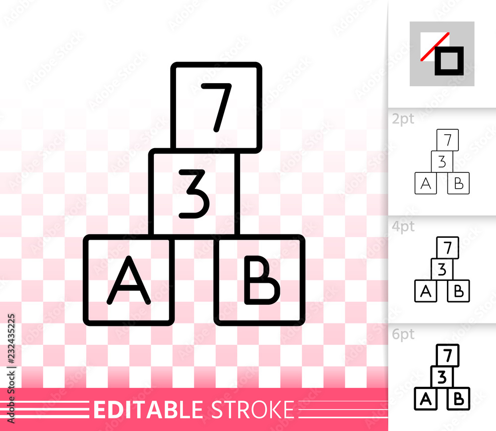 Alphabet Cube simple black line block vector icon