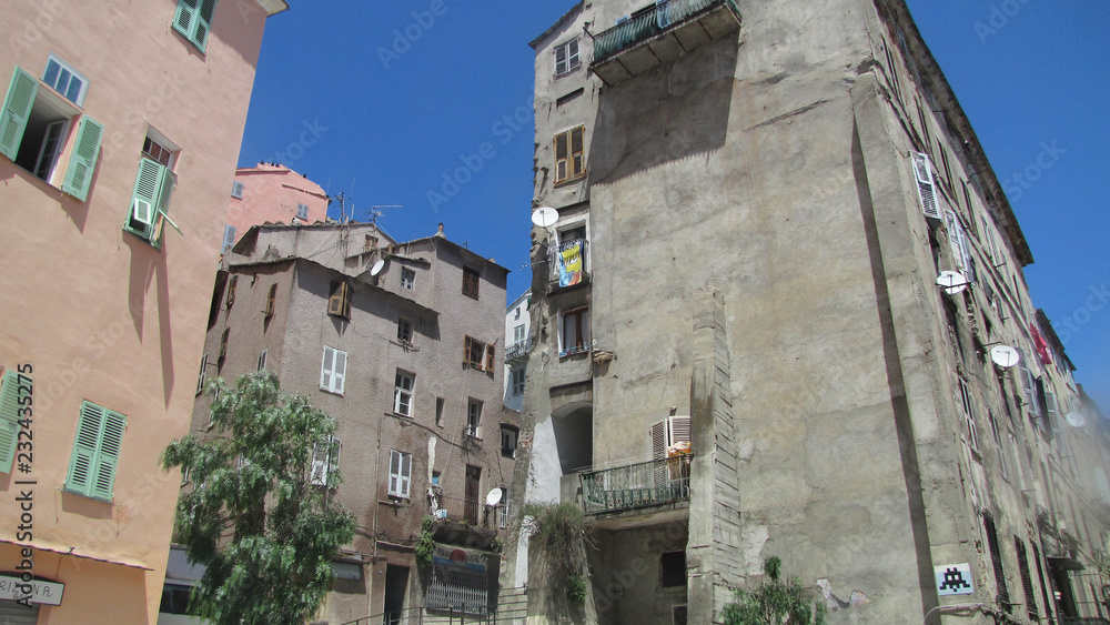 Corsica. New renovated and old houses in Bastia