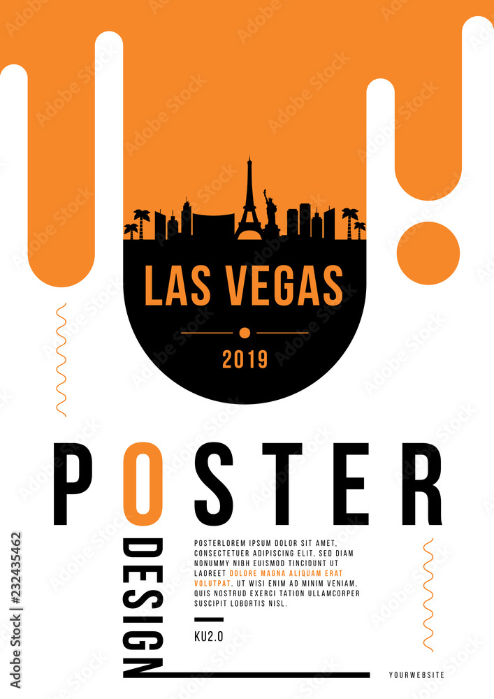 Αυτοκόλλητο Las Vegas Modern Poster Design with Vector Skyline