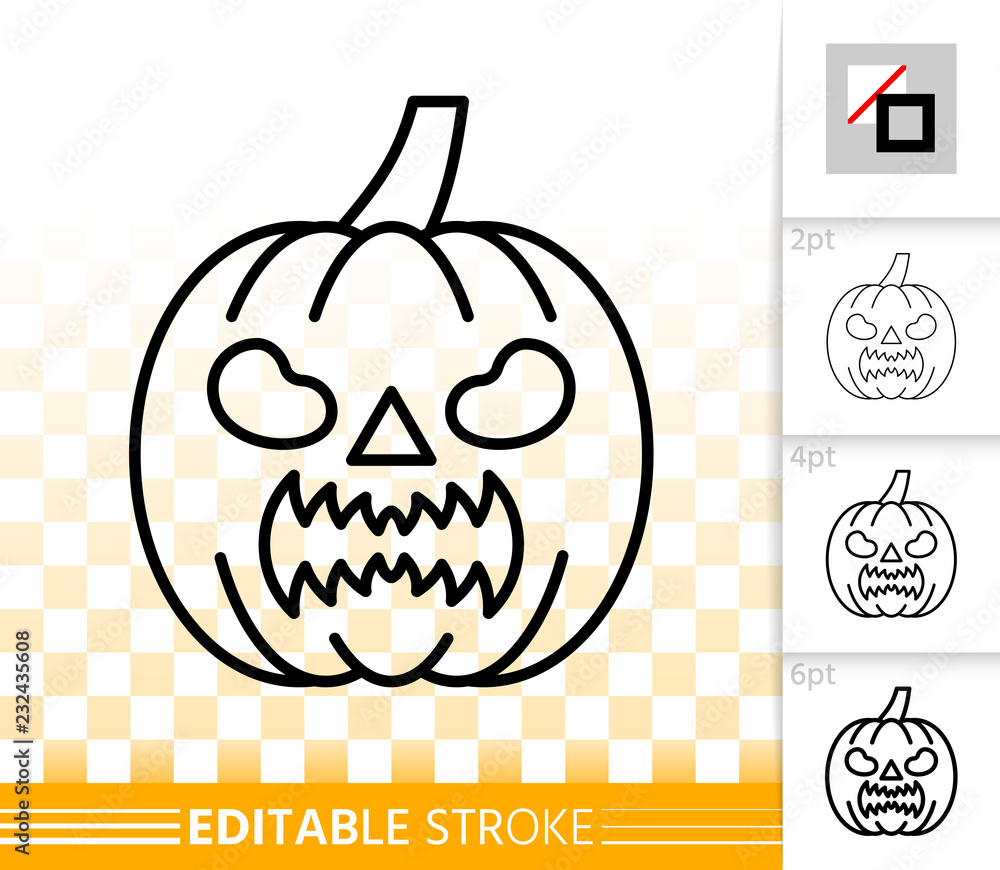 Halloween thin line icon pumpkin face vector sign. Halloween thin line icon pumpkin face vector sign.