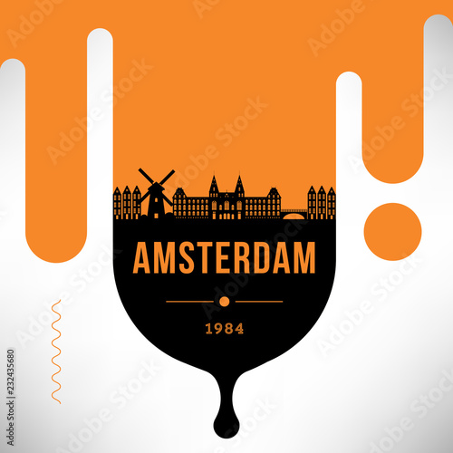 Amsterdam Modern Web Banner Design with Vector Linear Skyline