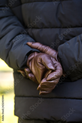 Brown gloves made of genuine leather