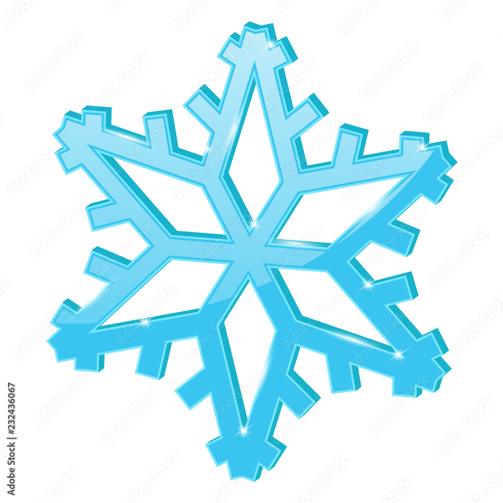 Blue snowflake. 3d symbol Blue snowflake. 3d symbol