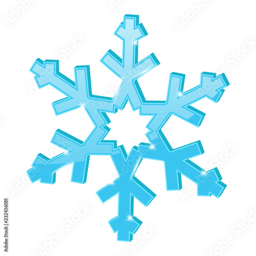 Blue snowflake. 3d symbol