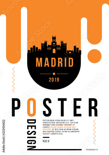 Madrid Modern Poster Design with Vector Linear Skyline