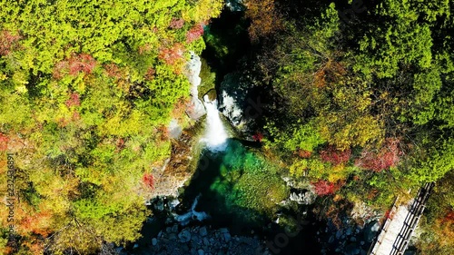 岐阜県　高樽の滝　紅葉 2018 空撮　ドローン