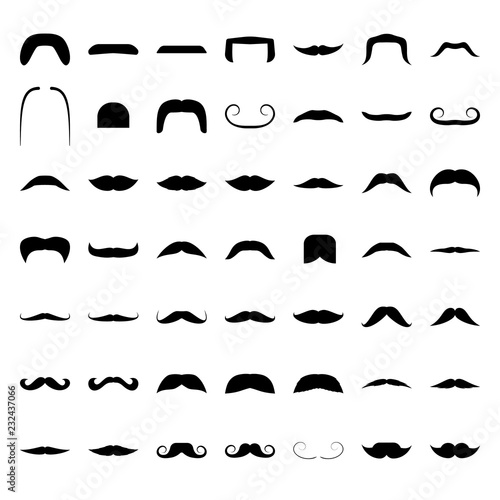 Big set of fake mustache icons. Gentleman and hipster moustaches collection.