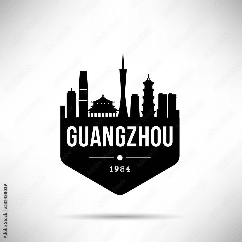 Guangzhou City Modern Skyline Vector Template