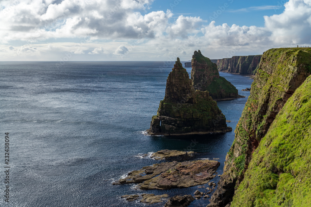 The scenic cliffs and stacks of Duncansby Head, Caithness, Scotland.
