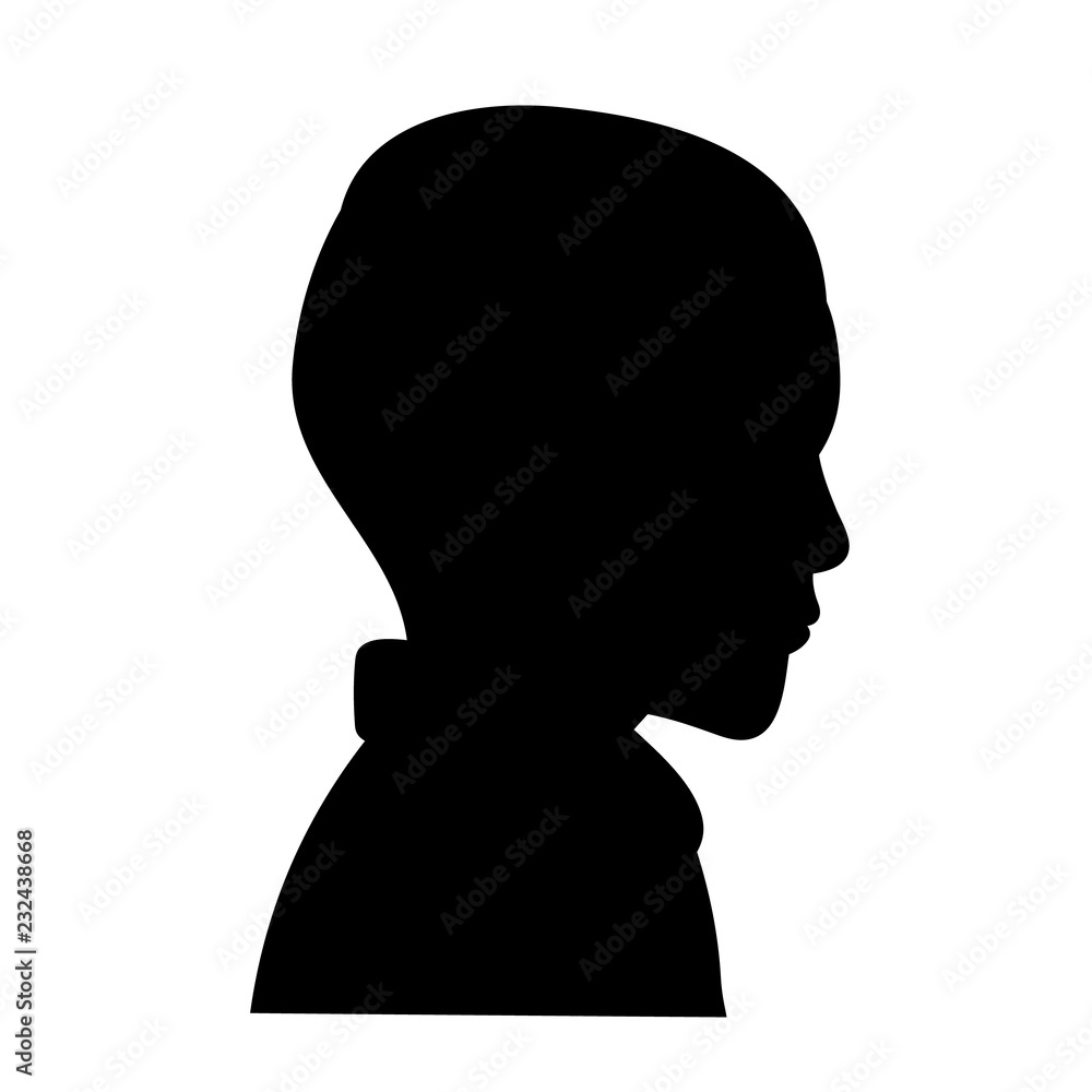  black silhouette boy face, portrait