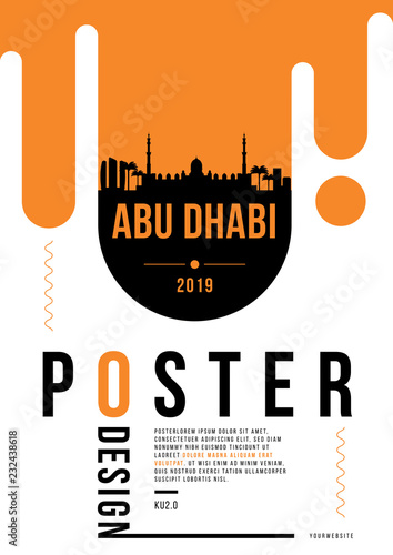 Abu Dhabi Modern Poster Design with Vector Linear Skyline