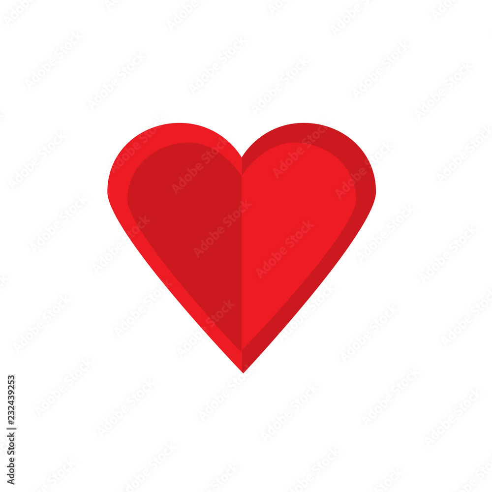 Heart flat on white background icon
