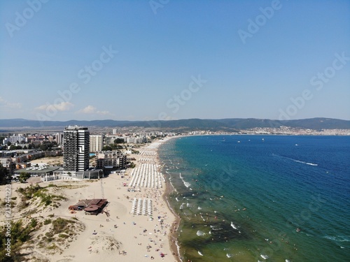 Bulgaria aerial photo of the beautiful coastal area of Sunny Beach near Nesebar