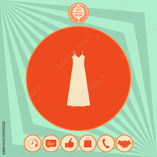 Long Dress, Evening dress, combination or nightie , the silhouette. Menu item in the web design