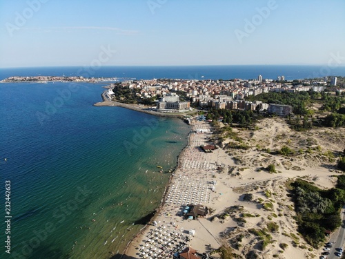 Fototapeta Naklejka Na Ścianę i Meble -  Bulgaria aerial photo of the beautiful coastal area of Sunny Beach near Nesebar