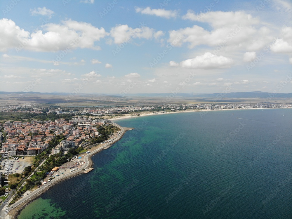 Bulgaria aerial photo of the beautiful coastal area of Sunny Beach near Nesebar
