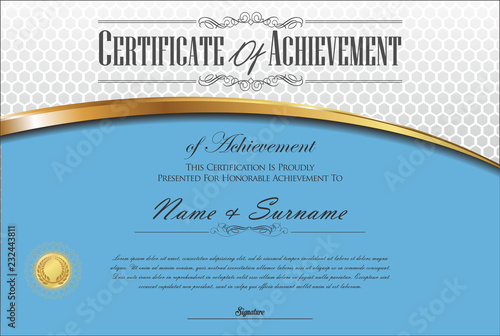 Certificate or diploma retro vintage template vector