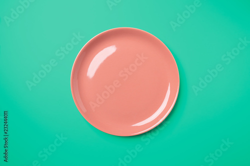 rose pastel plate on complementary green background