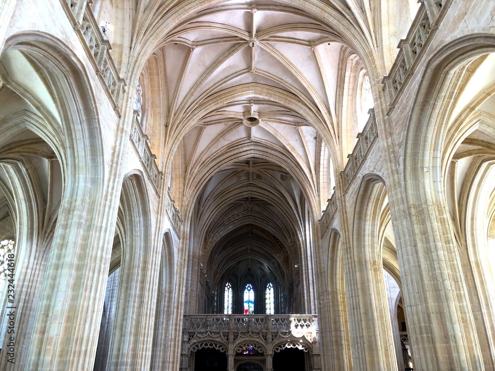 Simmetrie gotiche della navata centrale della chiesa di Brou, Bourg-en-bresse, Francia