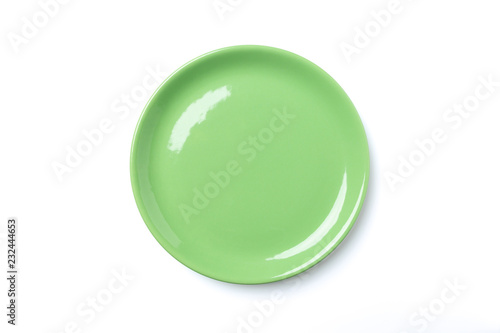 Pastel green plate isolated on white background