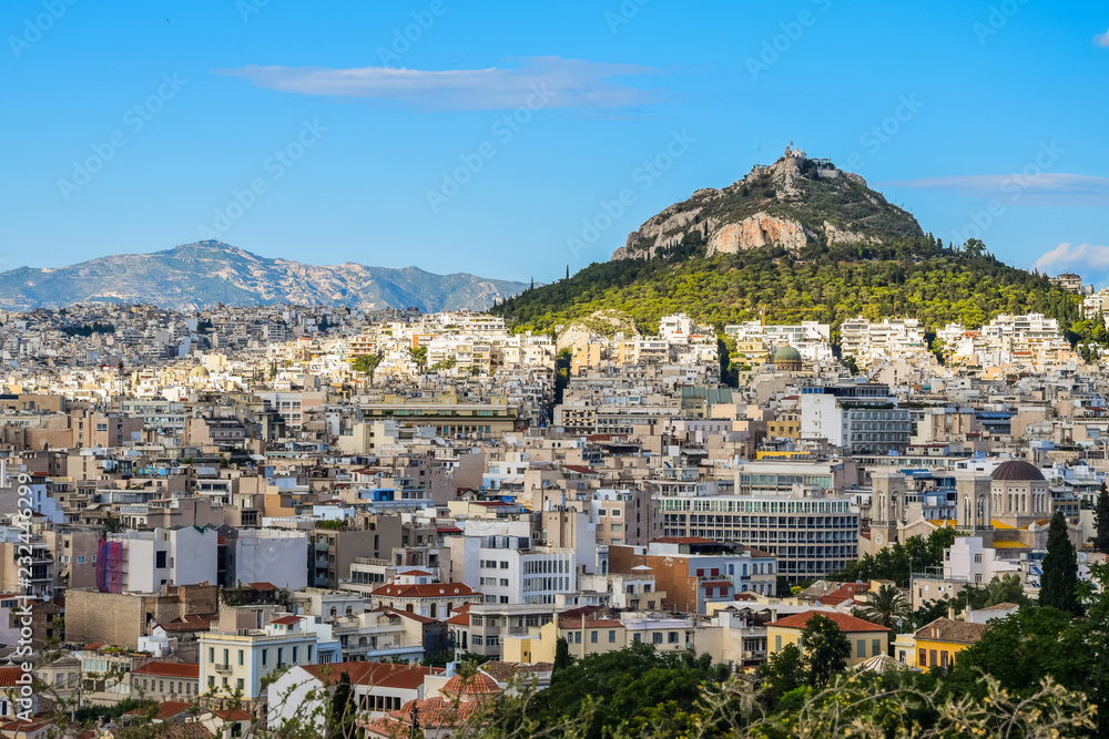 Panoramic view of Athens and Lycabettus Hill from Acropolis, Athens, Greece Panoramic view of Athens and Lycabettus Hill from Acropolis, Athens, Greece