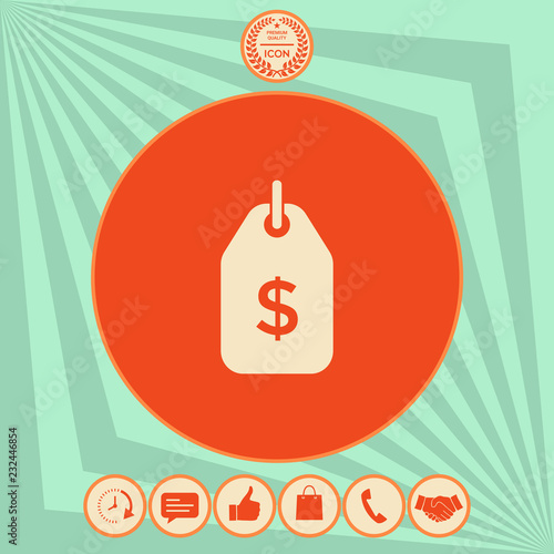 Tag with dollar symbol. Price tag icon for download