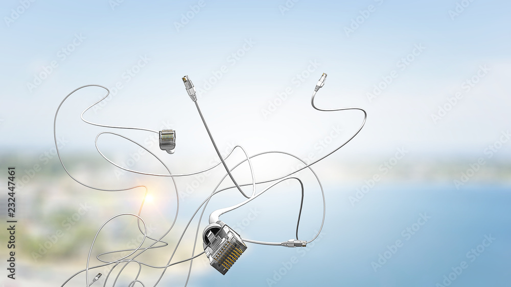 Internet connection cable. Mixed media Internet connection cable. Mixed media