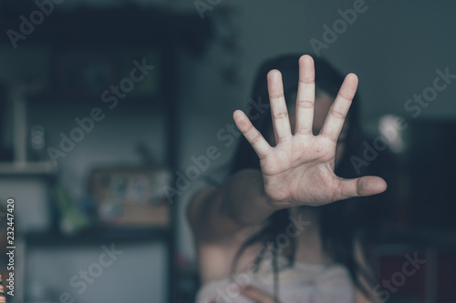 Photos Victim of domestic violence, Human trafficking concept, End to violence against women