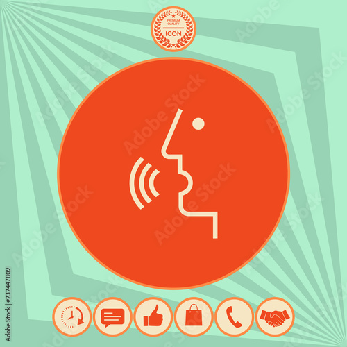 Voice control, person talking - icon