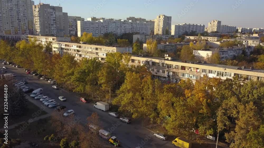 Aerial shot of autumn city, Kishinev, Moldova. Aerial shot of autumn city, Kishinev, Moldova.