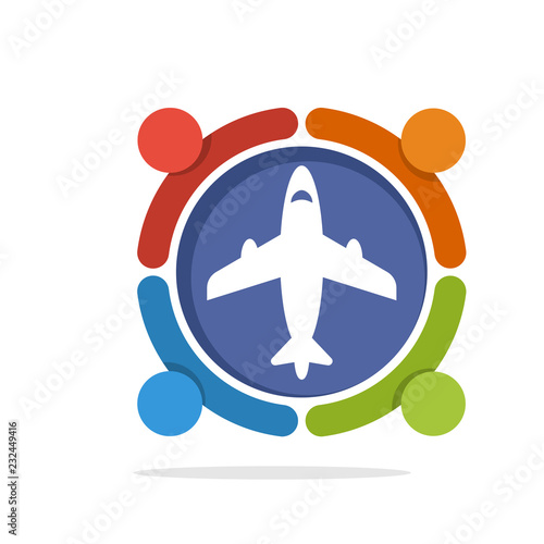 Vector illustration icon with the concept of an airline cooperation partner