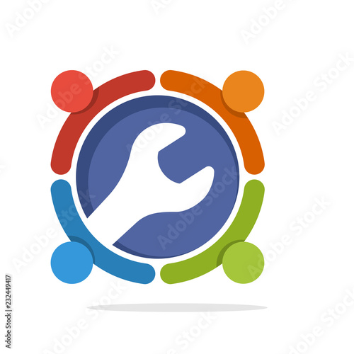 vector illustration icon with the concept of a workshop cooperation partner