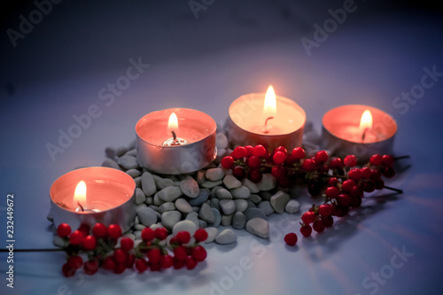 Christmas Centerpiece Decoration with Burning Candles