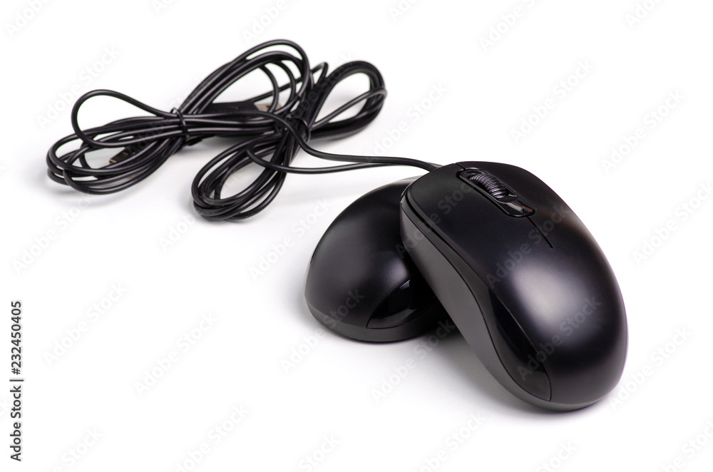 Two computer mice on white background. Isolation. Two computer mice on white background. Isolation.
