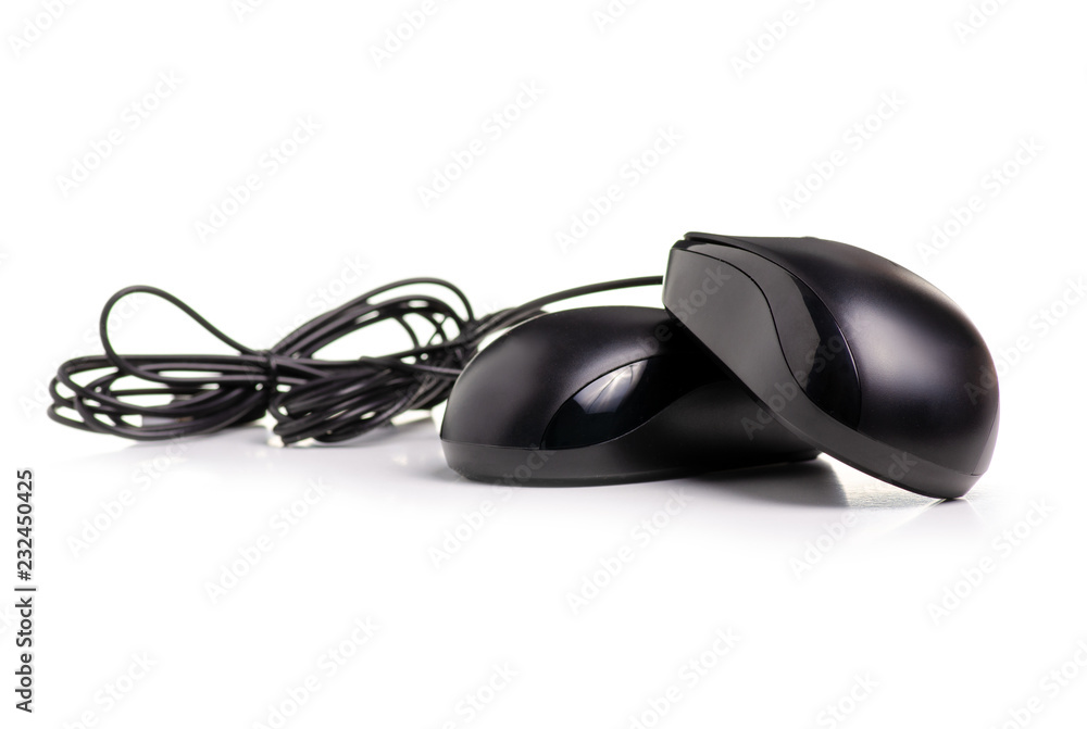 Two computer mice on white background. Isolation. Two computer mice on white background. Isolation.