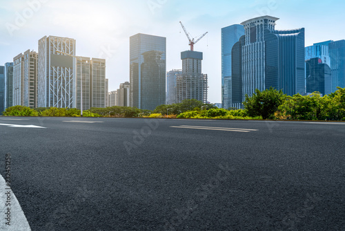 City skyscrapers and road asphalt pavement © 昊 周