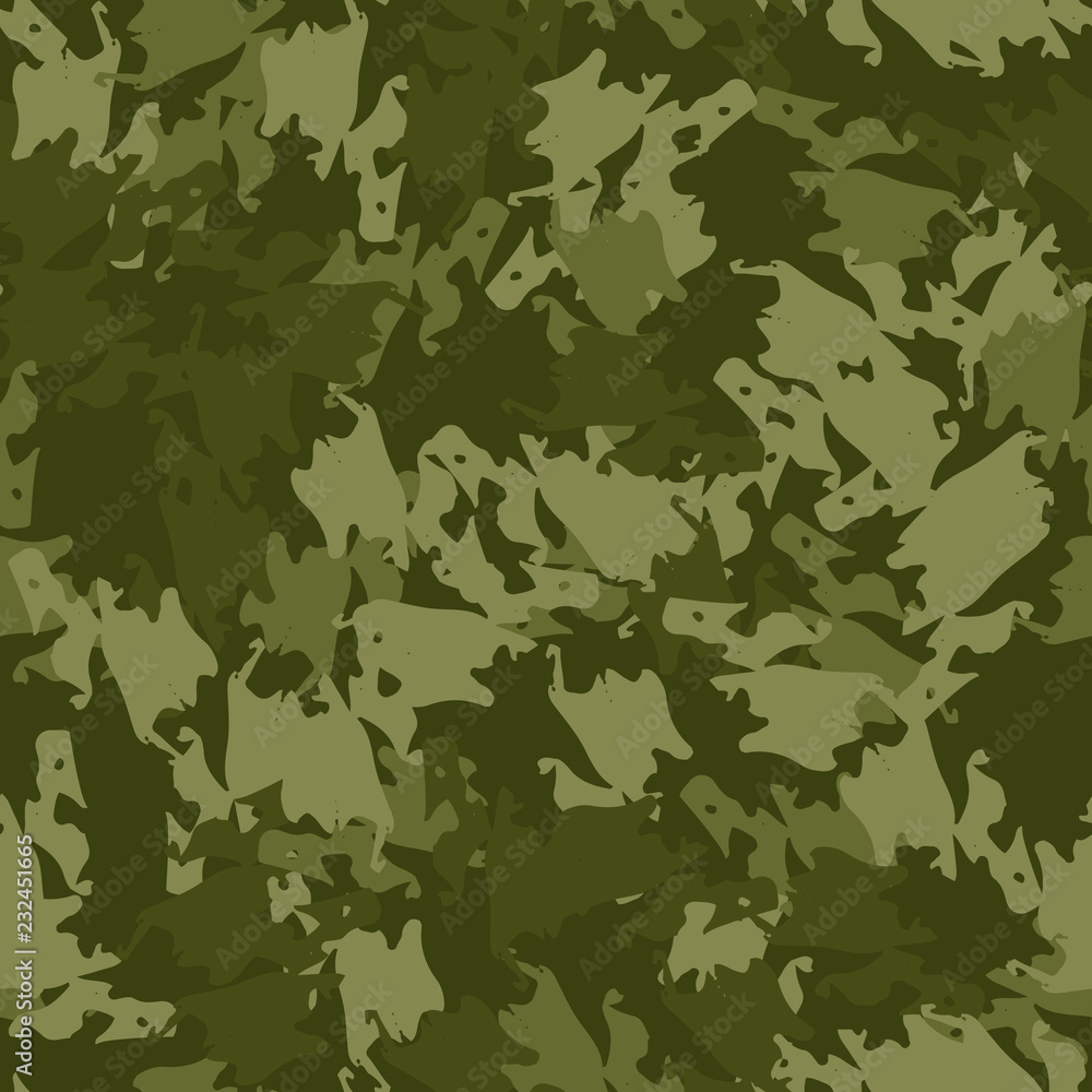 Fototapeta premium Military camouflage seamless pattern in different shades of green color