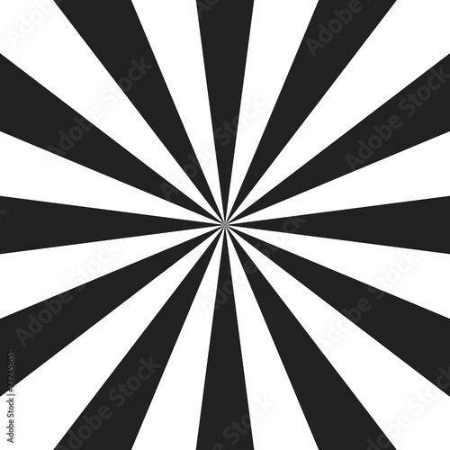 Psychedelic spiral with radial gray rays. Swirl twisted retro background. Comic effect vector illustration