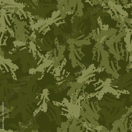 Military camouflage seamless pattern in different shades of green color