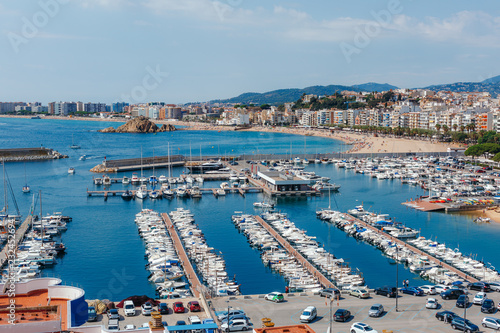 Panoramic aerial view of Blanes in Costa Brava in a beautiful summer day, Spain  © alserikov
