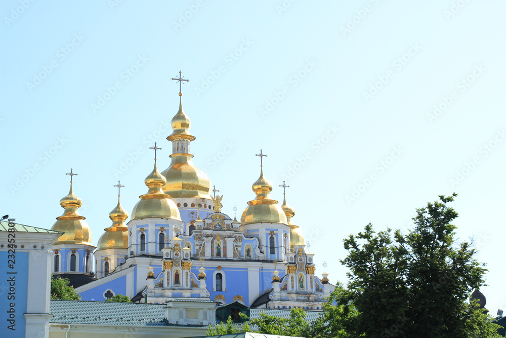 Old buildings of the city. Architecture of Kiev. Ukraine. Churches and ancient Austrian architecture. Traveling
