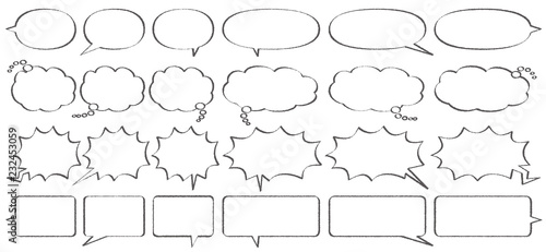 漫画風フキダシベーシック横書き用(手書風線画のみ)