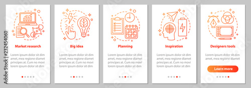 Graphic design development onboarding mobile app page screen wit