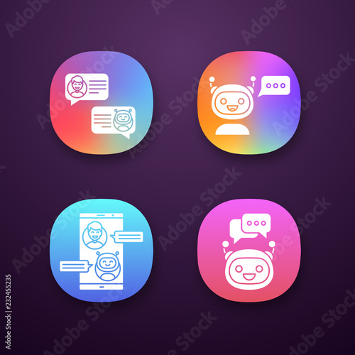 Chatbots app icons set