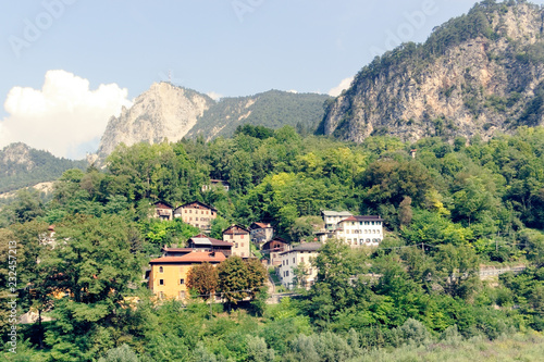 Wallpaper Mural Beluno, Italy August 7, 2018: Perarollo di Cadore mountain village. Houses on the mountains. Torontodigital.ca