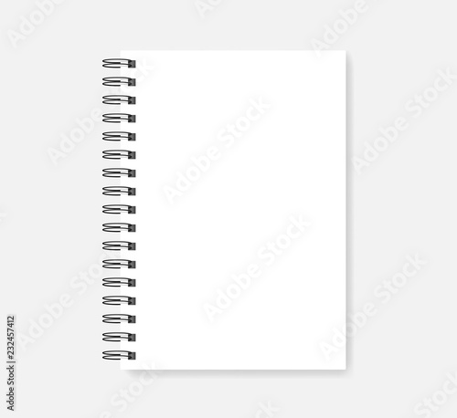 Wire spiral empty notebook - white A5 diary realistic vector mockup