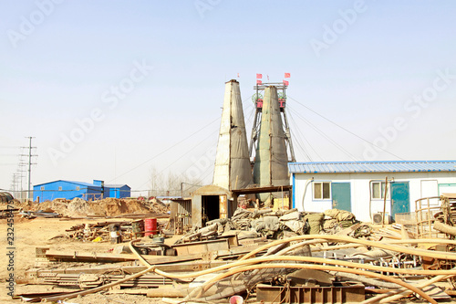 Intricately stacked with all kinds of materials in MaCheng iron mine, Luannan County, Hebei Province, China