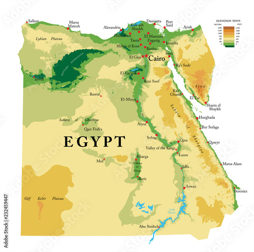 Egypt physical map photo