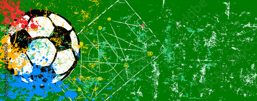 Soccer / Football design template or background, free copy space, grunge style vector with paint splashes, and grungy texture.