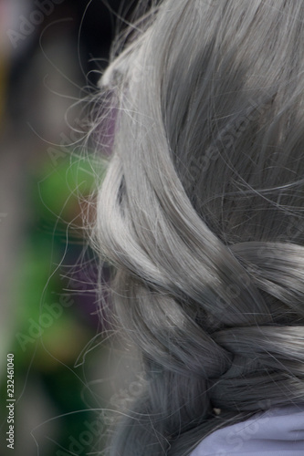 Closeup of grey hair